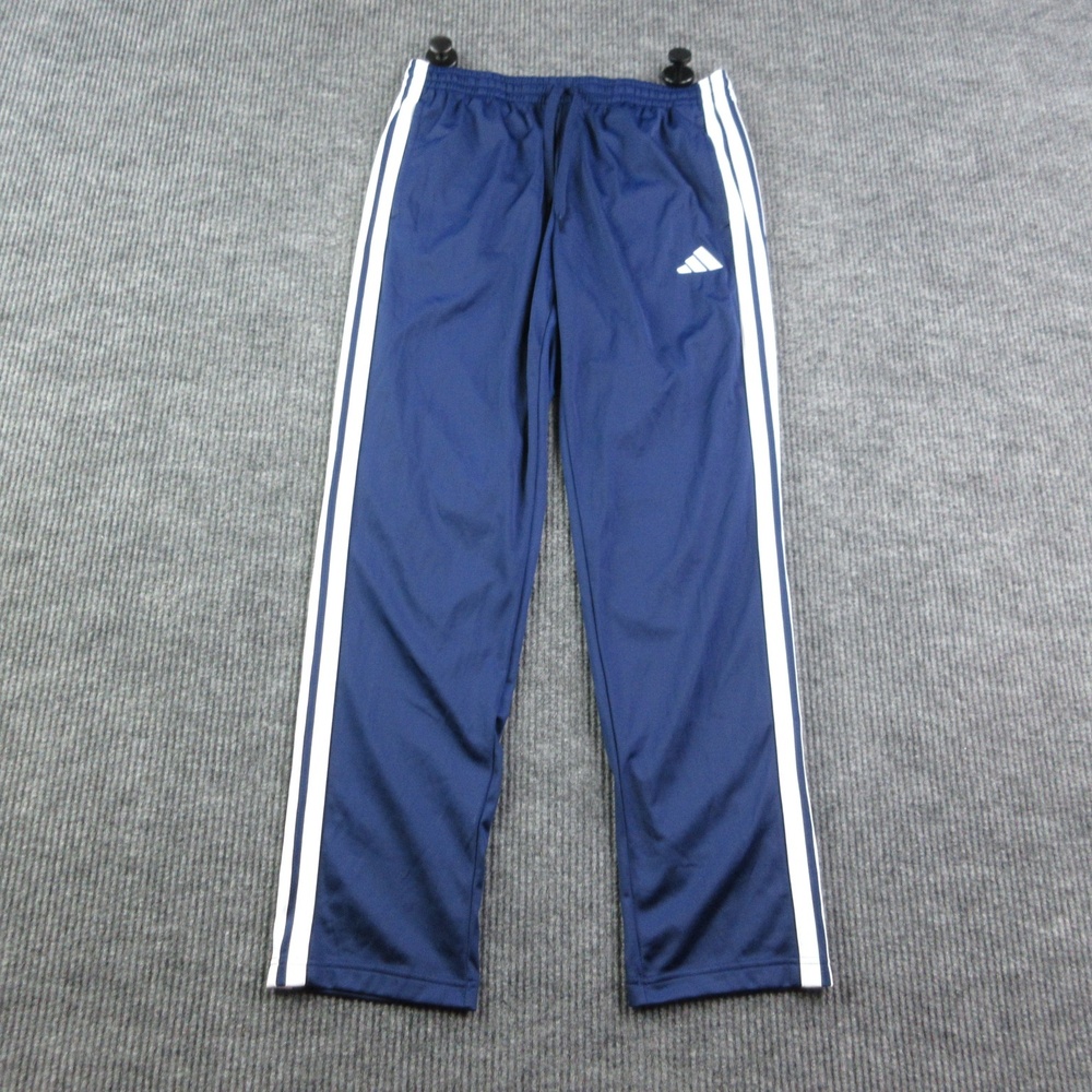 Adidas Pants Mens LT Blue Track 3-Stripes Drawstring Pockets 32x32* NWT